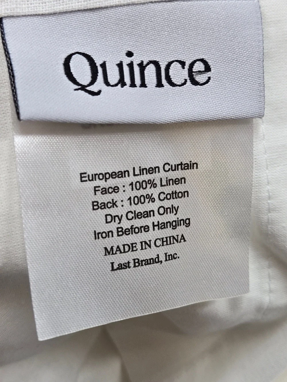 NWT QUINCE Set Of 2 48x108 European Linen Curtains White 9531